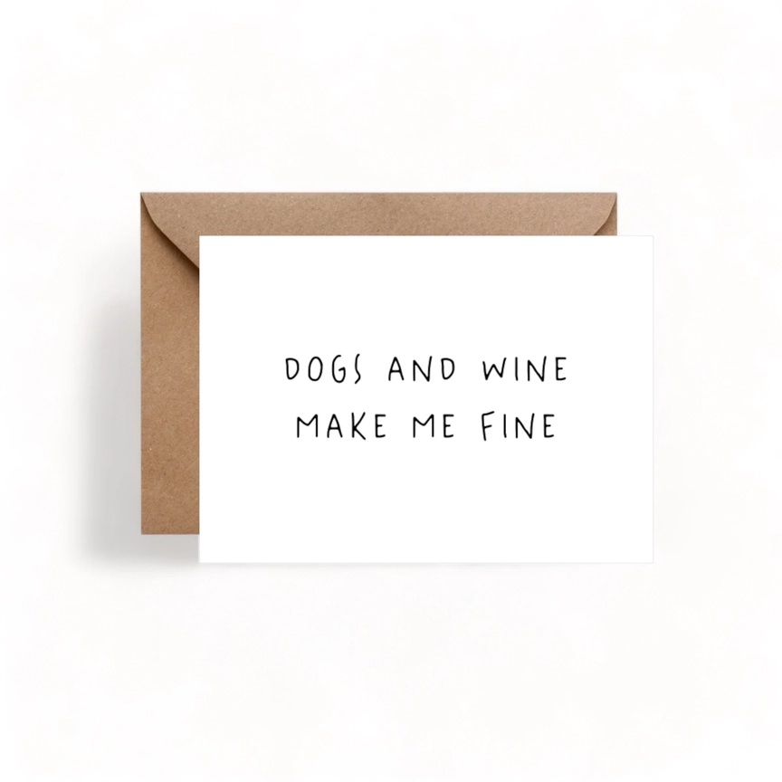 „DOGS AND WINE“ Grußkarte, mit Umschlag (Lieblingspfote) – Bild 2