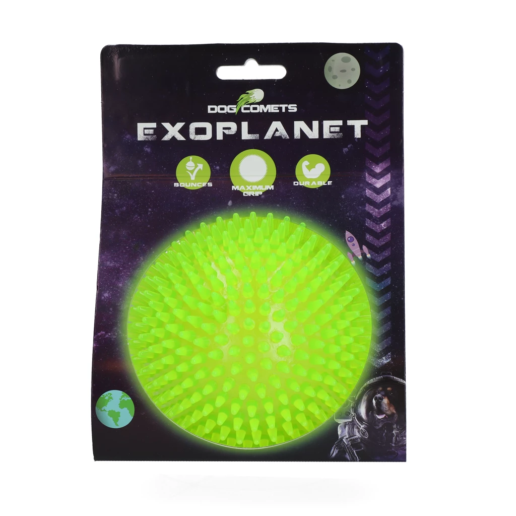 Dog Comets Exoplanet TPR Igelball, quietscht, hüpft, schwimmt, grün (S, M) – Bild 4