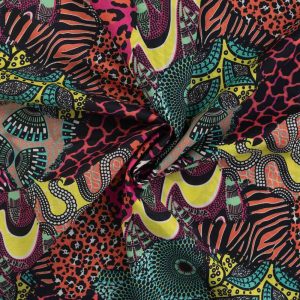 Baumwolle, Musterung im Africa Style, Aqua – Digitaldruck