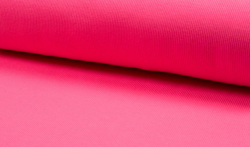 Bündchenware, rundgestrickte Schlauchware, unifarben Neon-Pink – Bild 2