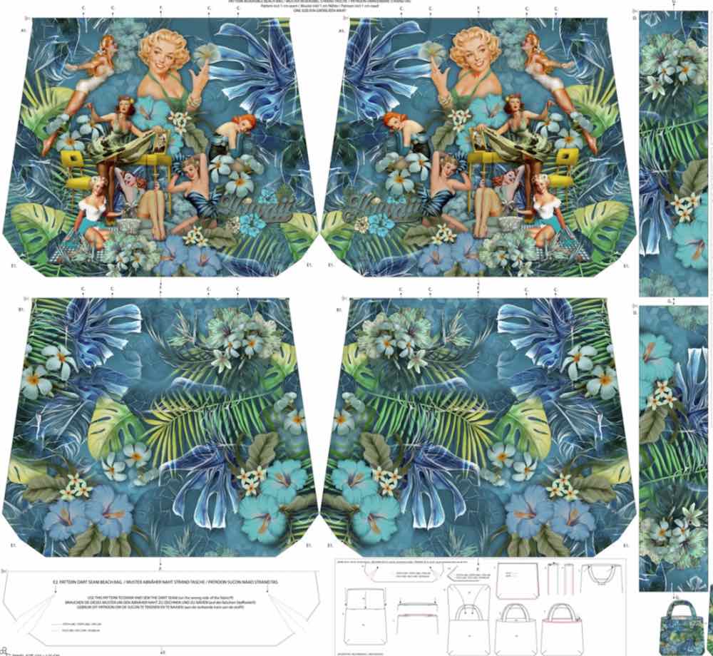 Taschenpanel, Marilyn Monroe Blau – Bild 2